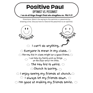 Positive Paul (optimism vs pessimism) Worksheet
